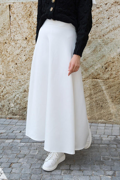 Kiloş Skirt with Elastic Waist White