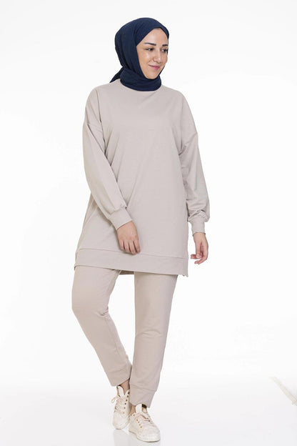 Crew Neck Plain Long Sleeve Women's Tunic N001