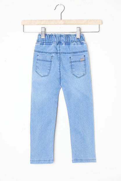 Boy's Blue Elastic Waist Skinny Leg Jean Trousers 16227