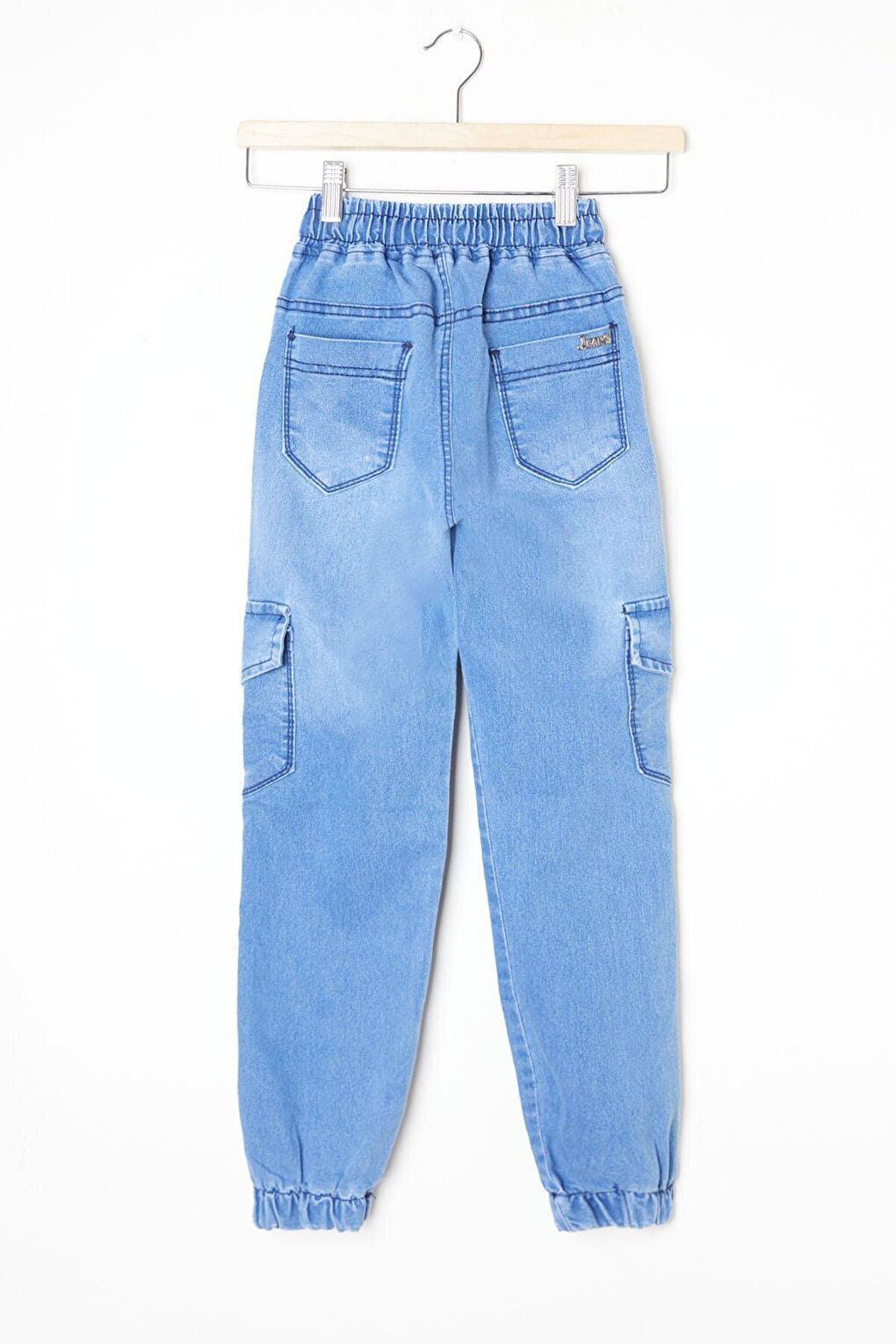 Blue Cargo Pocket Elastic Waist Boy Jean Trousers 16238