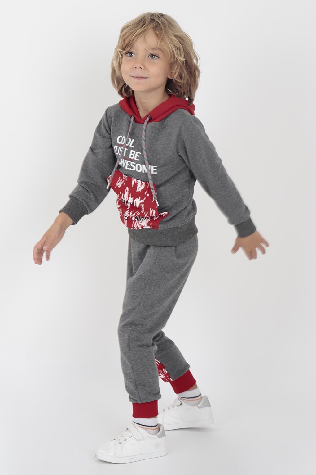 Kids Men's Cool Printed Tracksuit Hooded Elastic Tight Leg Ak15015