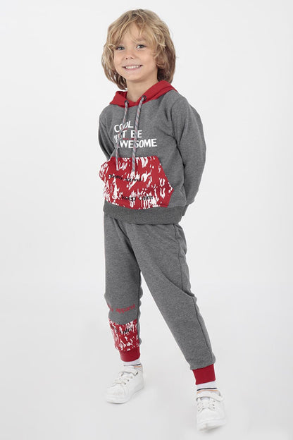 Kids Men's Cool Printed Tracksuit Hooded Elastic Tight Leg Ak15015