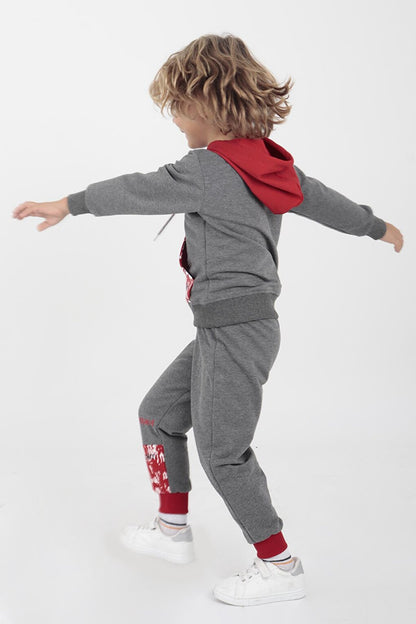 Kids Men's Cool Printed Tracksuit Hooded Elastic Tight Leg Ak15015