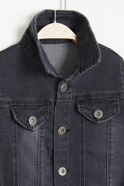 Black Buttoned Boy Jean Jacket 15524