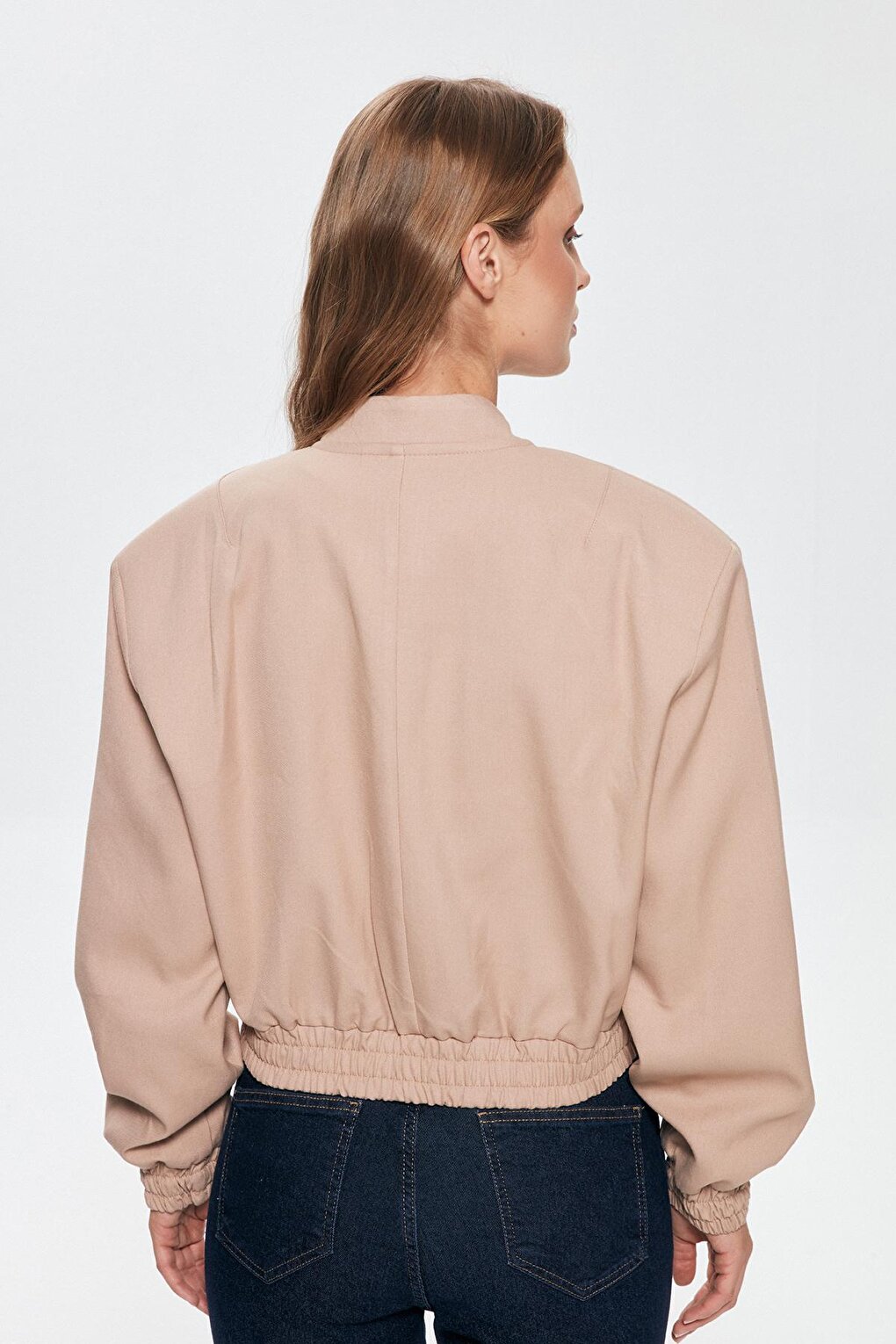 Big Pocket Detailed Bomber Jacket Beige