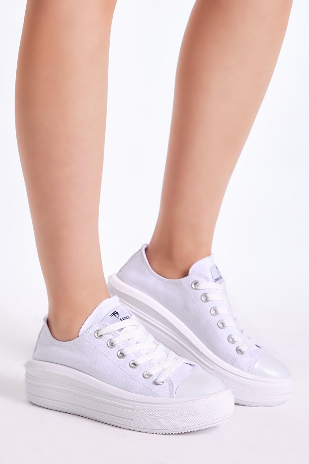 Women's White Comfortable Mold Thick Sole Sneakers