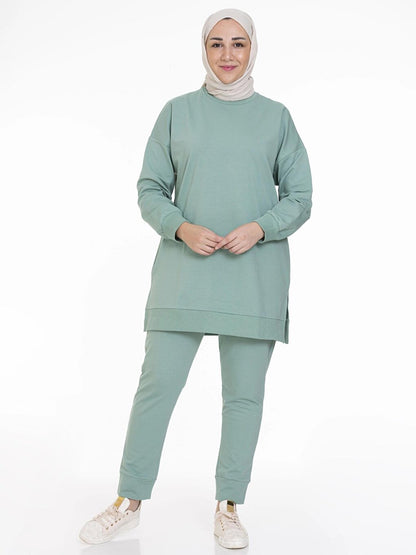 Crew Neck Plain Long Sleeve Women's Tunic N001