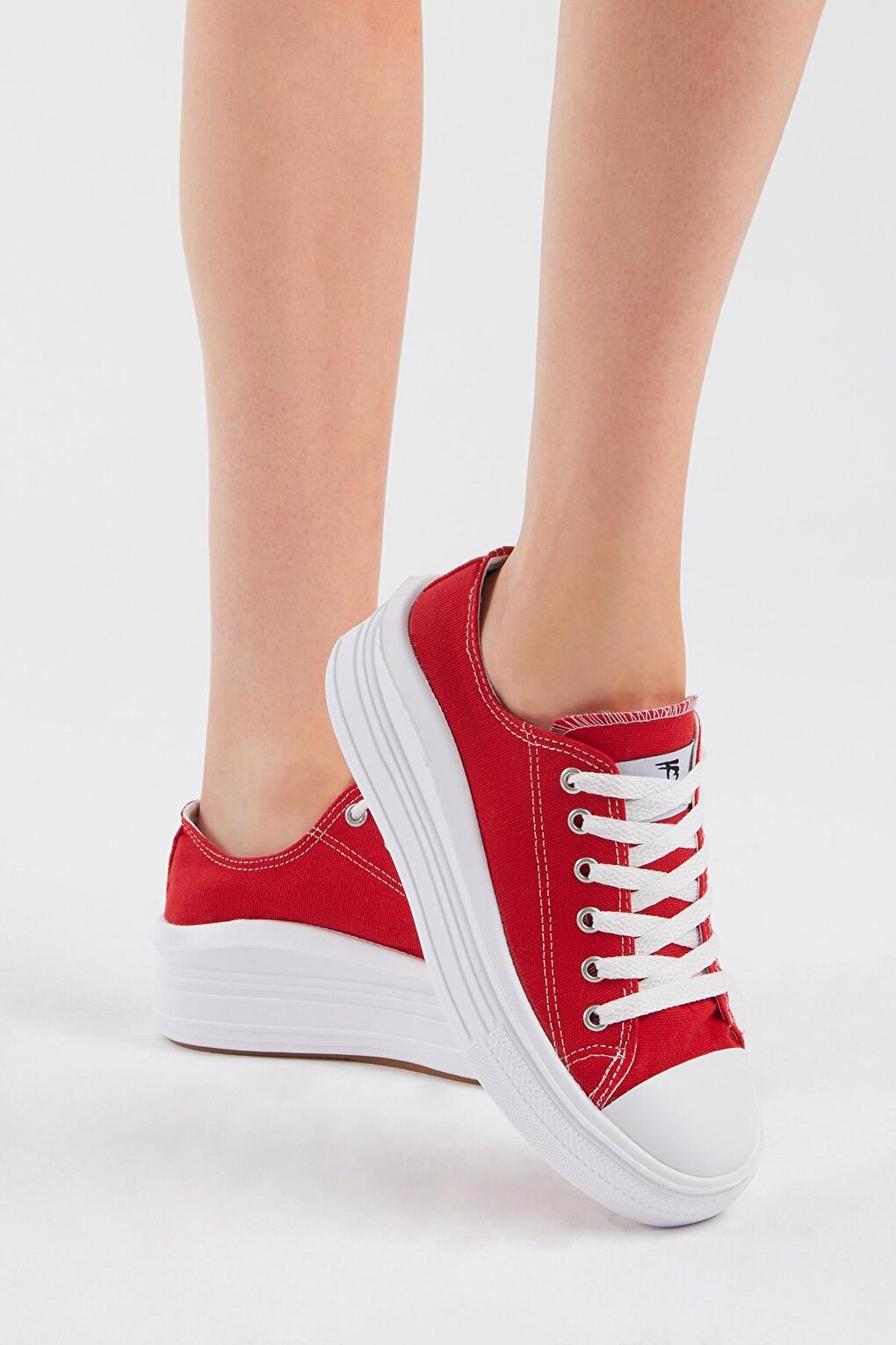 Women's Red Comfortable Mold Thick Sole Sneakers