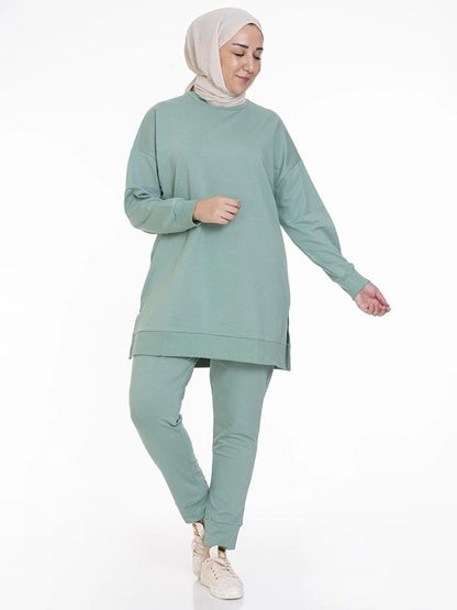 Crew Neck Plain Long Sleeve Women's Tunic N001