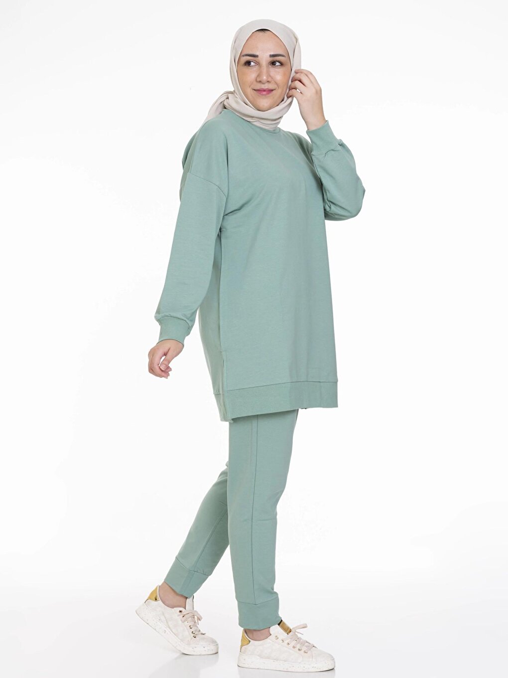 Crew Neck Plain Long Sleeve Women's Tunic N001