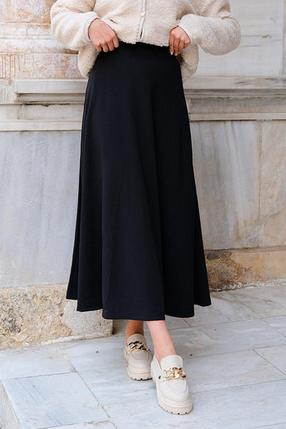 Kiloş Skirt with Elastic Waist Black