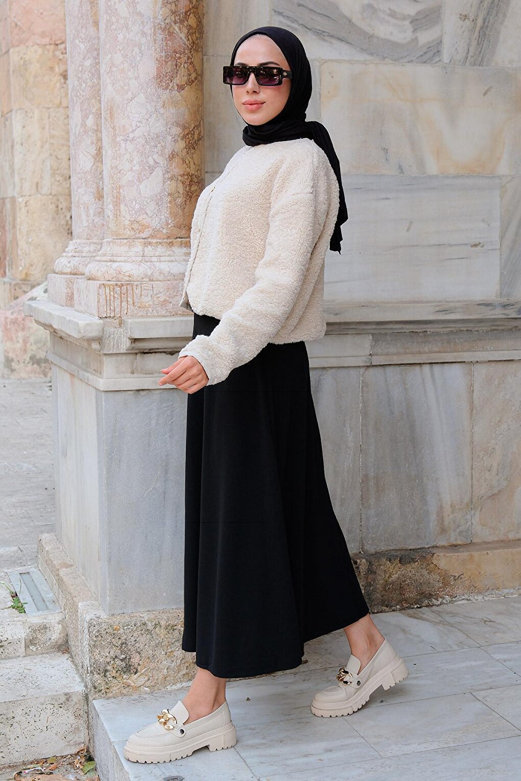 Kiloş Skirt with Elastic Waist Black