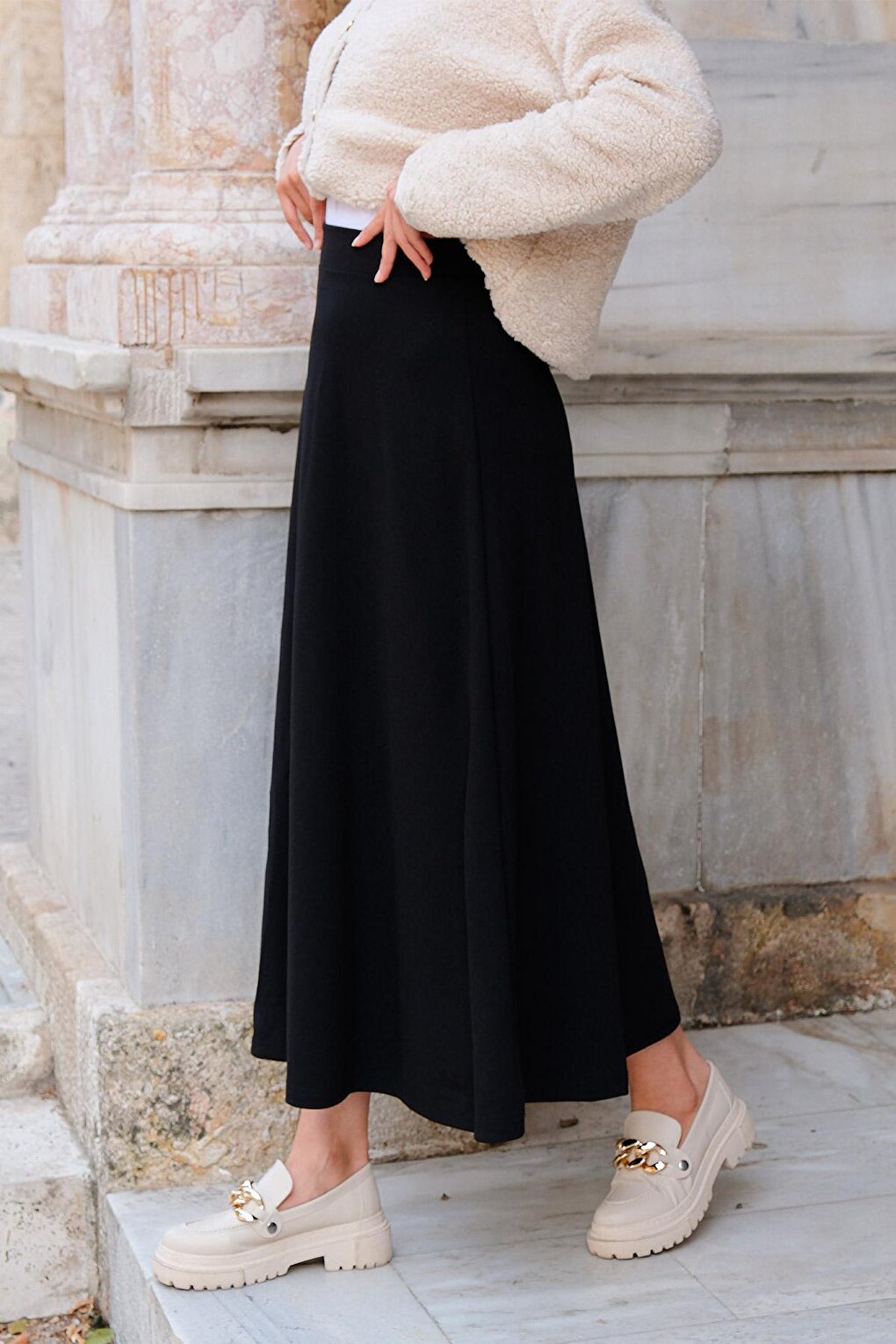 Kiloş Skirt with Elastic Waist Black