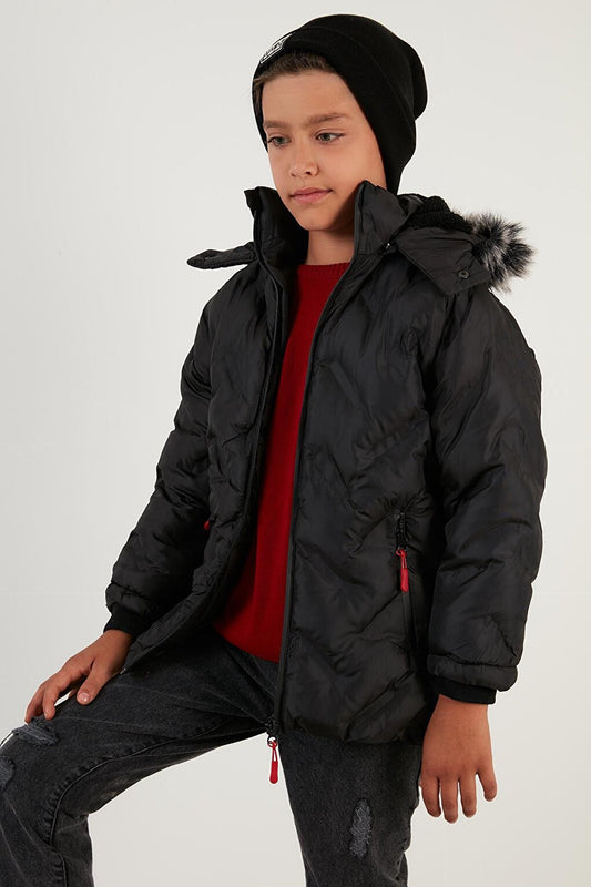 Removable Hooded Coat with Plush Lining 5760013