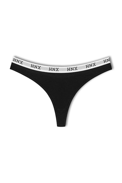 Cotton Basic Women's Thong Panties with Elastic Waist 5-pack