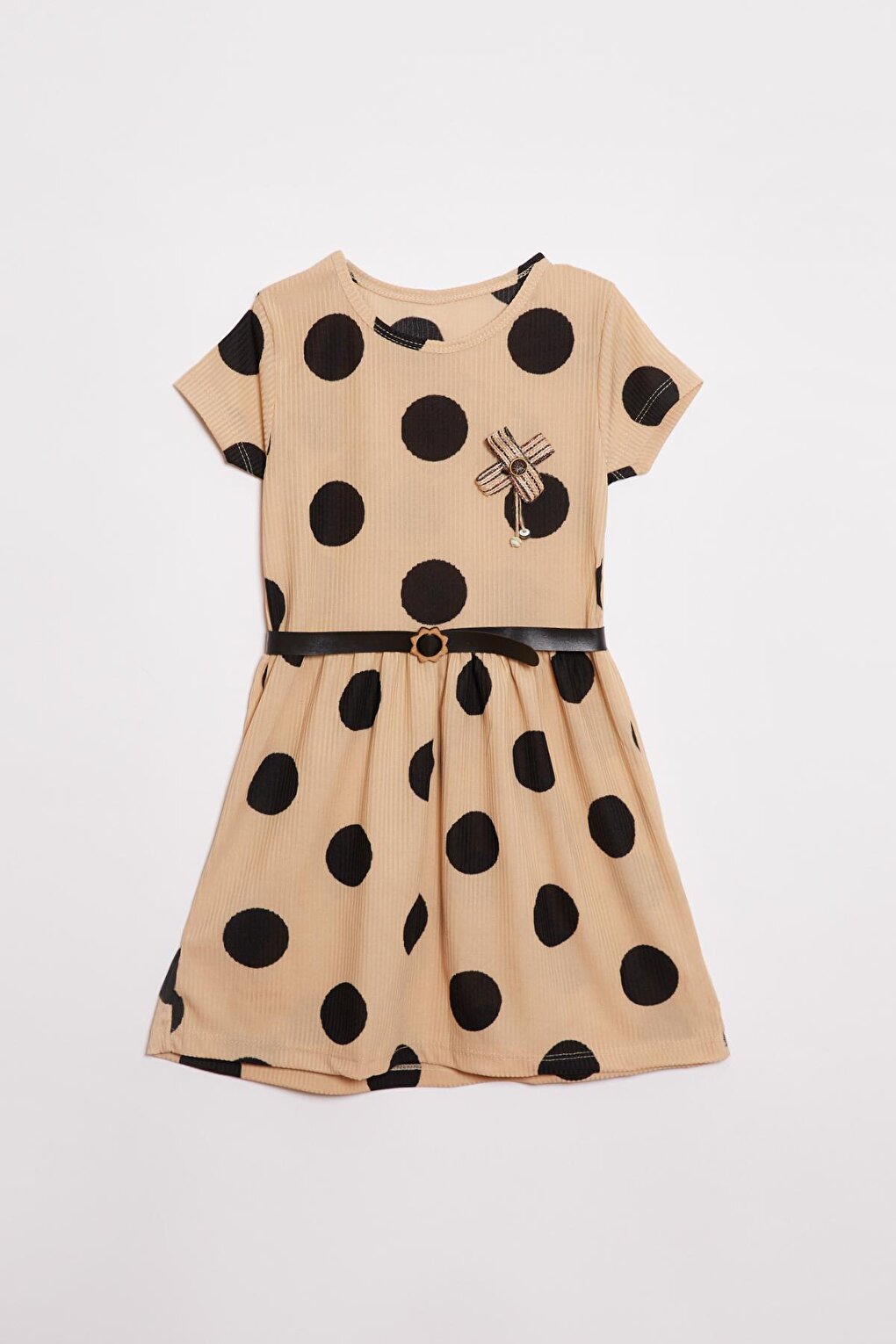 Polka Dot Belt Detailed Girl's Dress