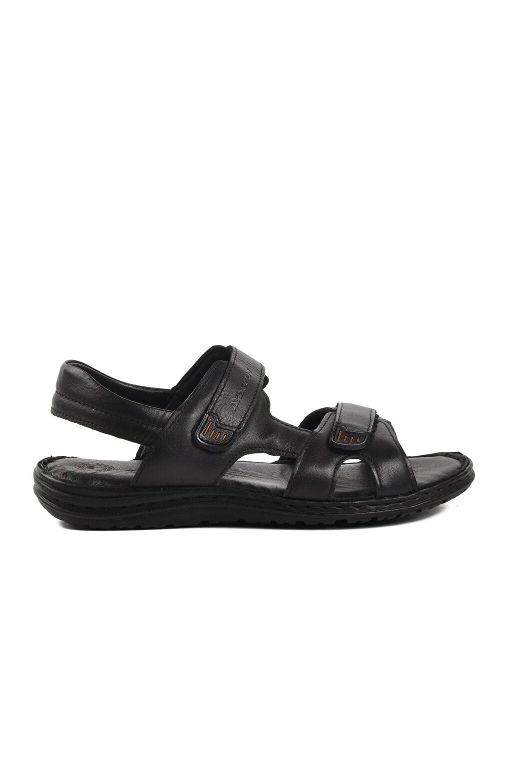 B15.186 Black Inside and Outside Genuine Leather Men's Sandals