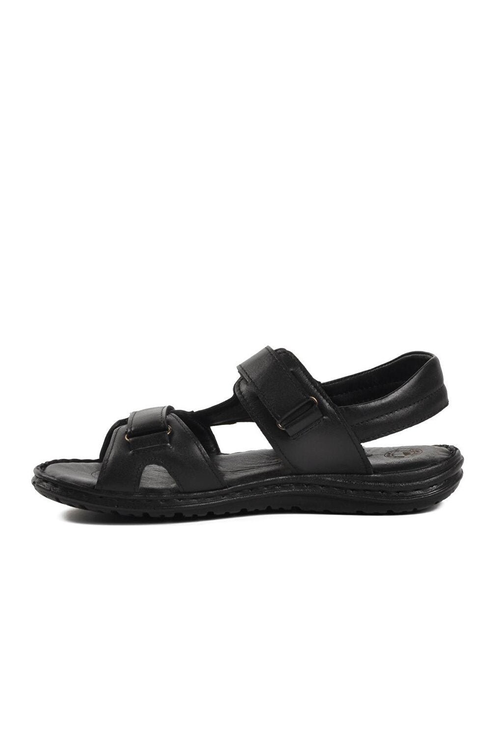 B15.186 Black Inside and Outside Genuine Leather Men's Sandals