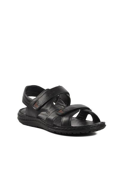 B15.186 Black Inside and Outside Genuine Leather Men's Sandals