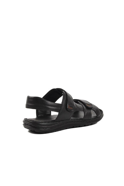 B15.186 Black Inside and Outside Genuine Leather Men's Sandals