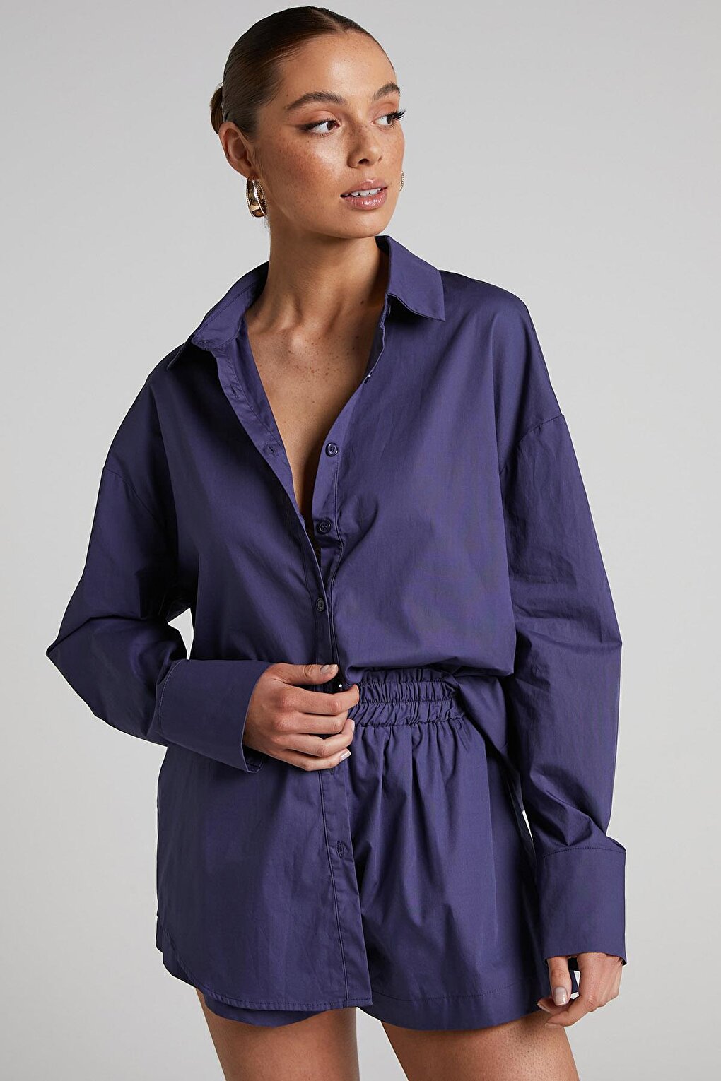 Purple Oversize Basic Women's Shirt MG1794