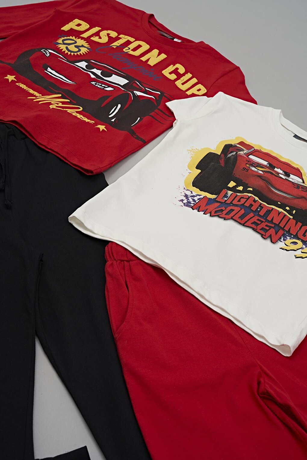 4 Pack McQueen Printed Tshirt Shorts Trousers Red Suit