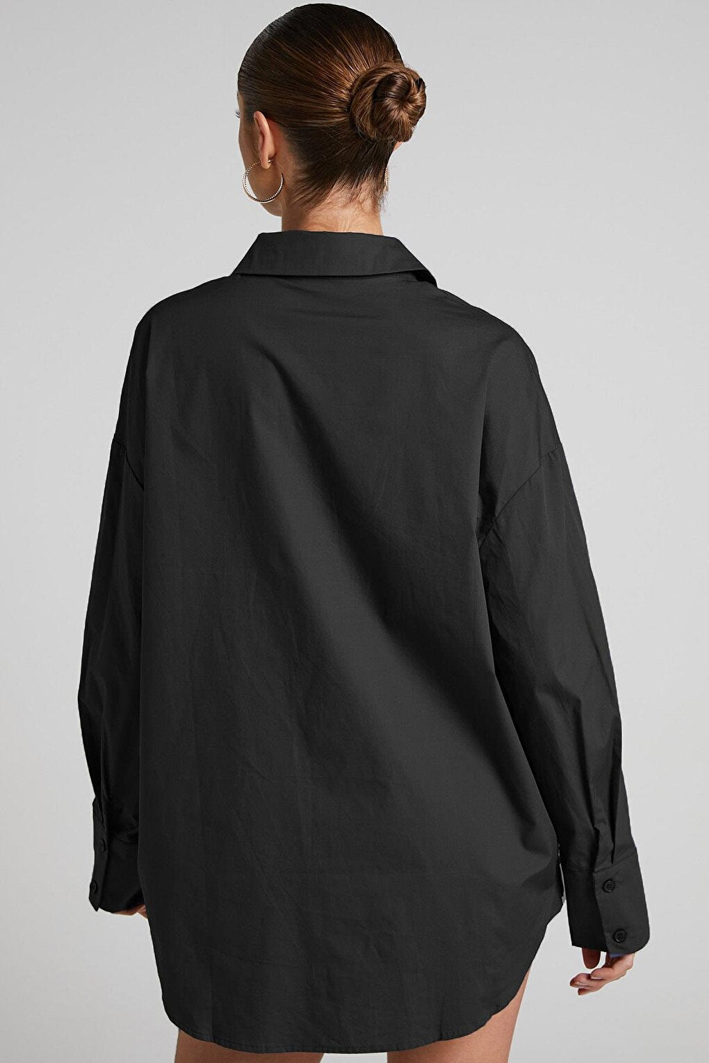 Black Oversize Basic Women's Shirt MG1794