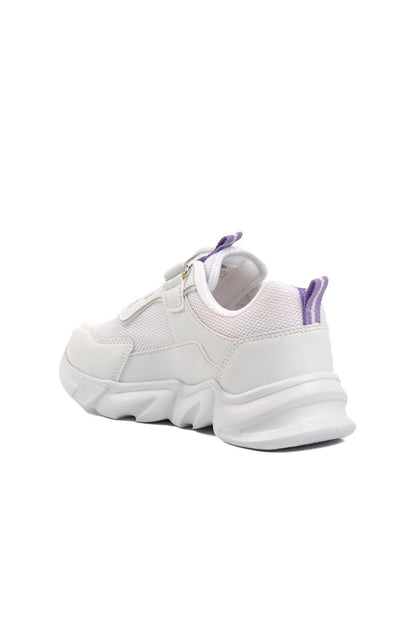 White-Lilac-Pink Velcro Children's Sports Shoes 1249-F