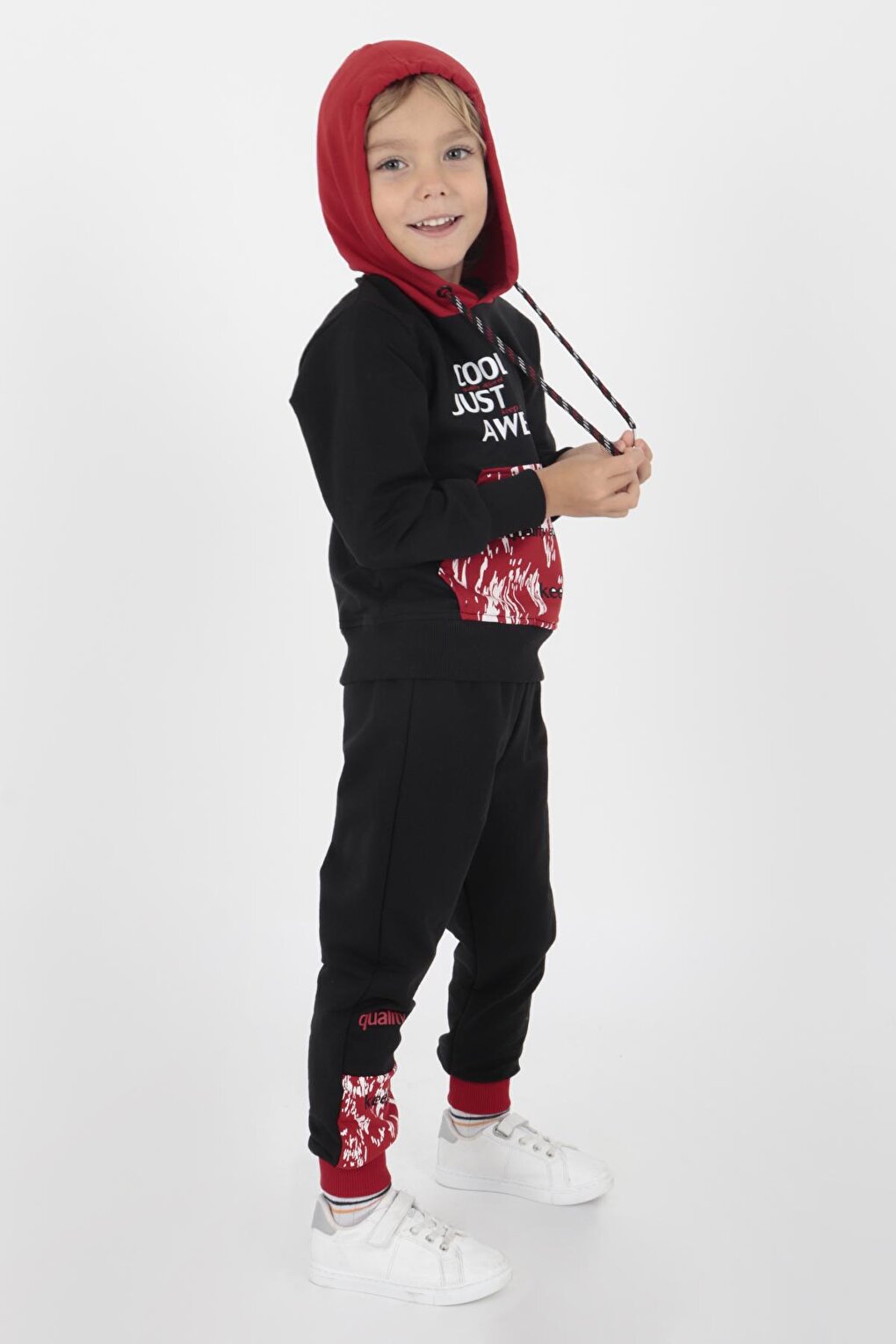 Kids Men's Cool Printed Tracksuit Hooded Elastic Tight Leg Ak15015