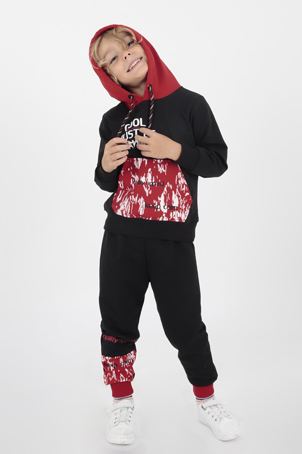 Kids Men's Cool Printed Tracksuit Hooded Elastic Tight Leg Ak15015