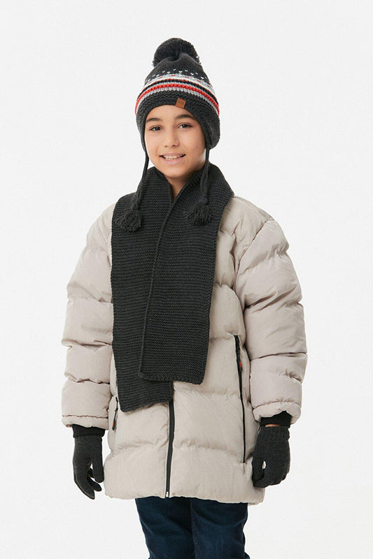 Striped Boy's Scarf, Beret and Gloves Set