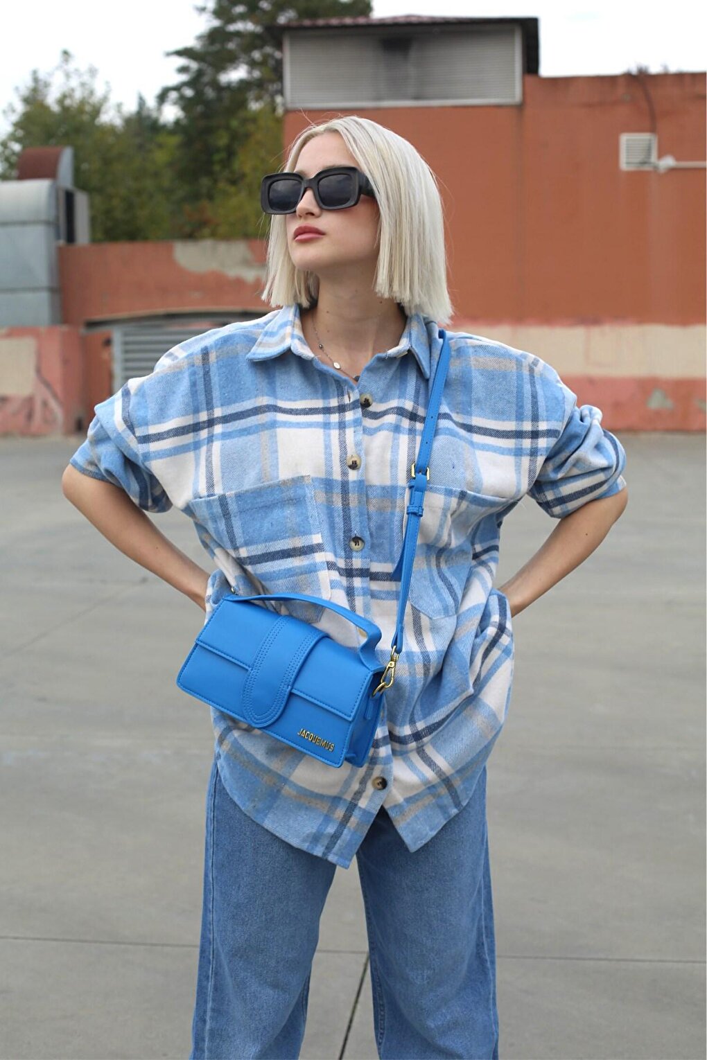 Blue Oversize Women's Lumberjack Shirt MG1589