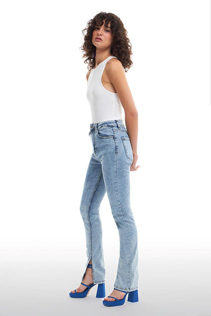 Slit Jean Trousers Light Blue