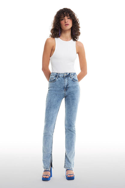 Slit Jean Trousers Light Blue