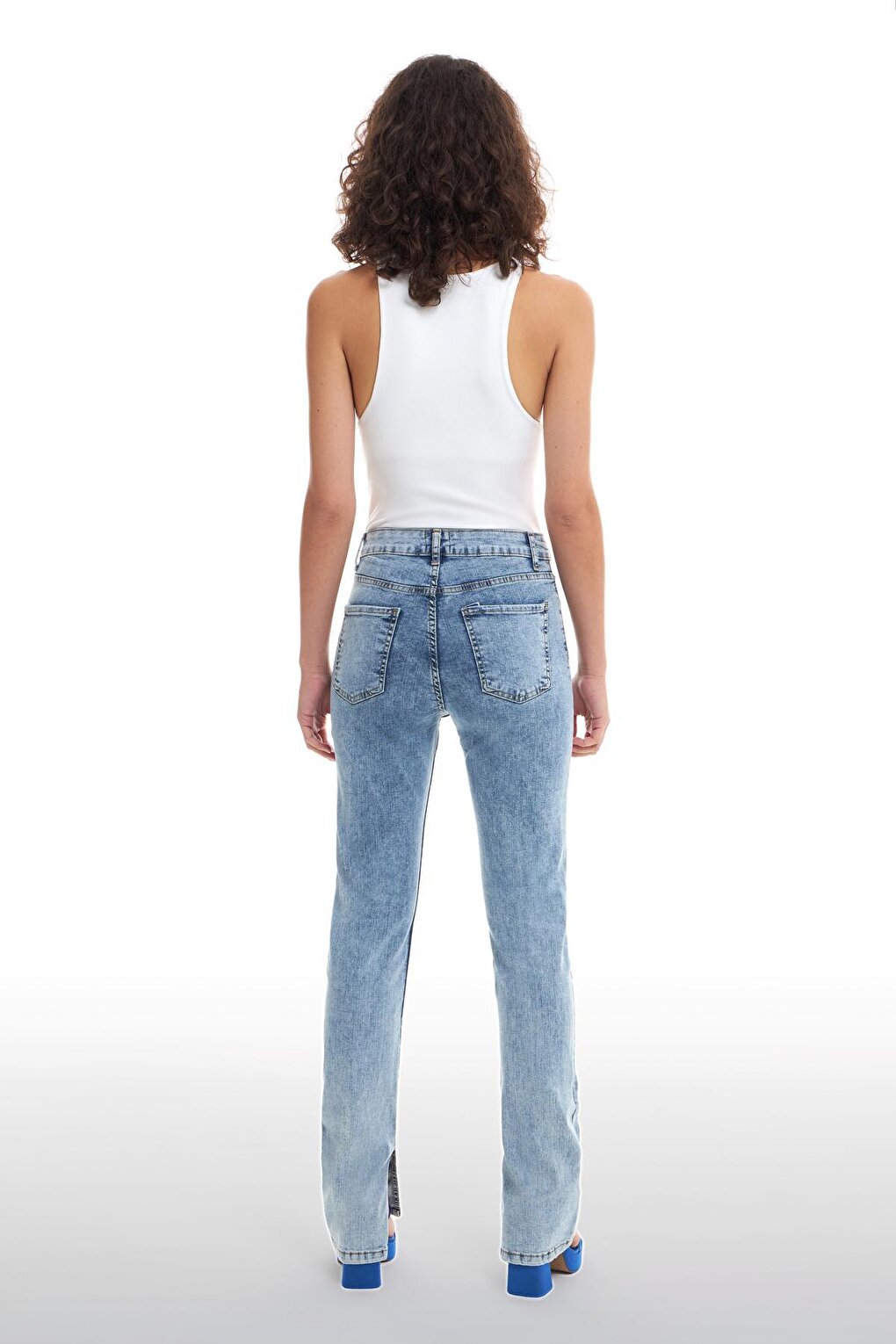 Slit Jean Trousers Light Blue