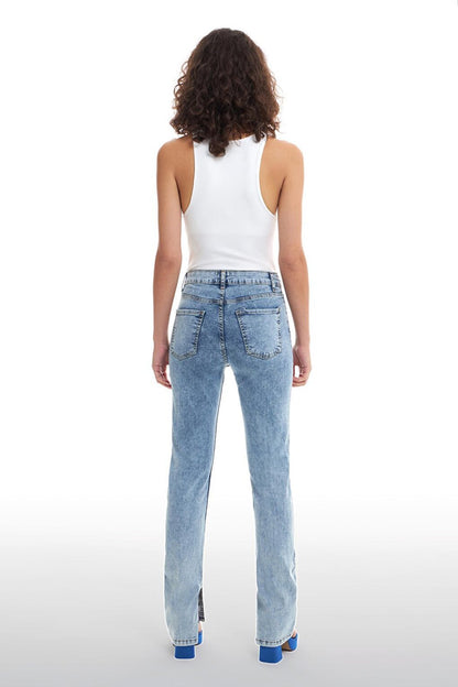 Slit Jean Trousers Light Blue