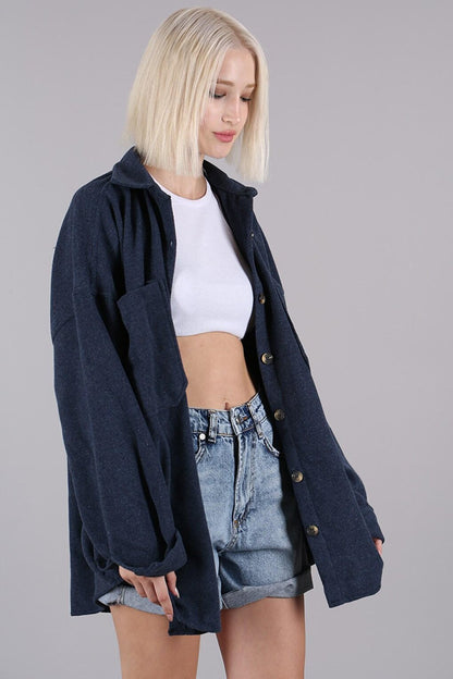 Navy Blue Oversize Shirt Jacket MG1562