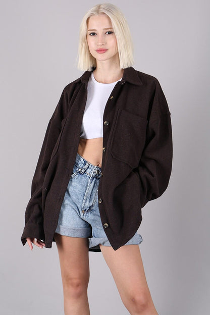 Brown Oversize Shirt Jacket MG1562