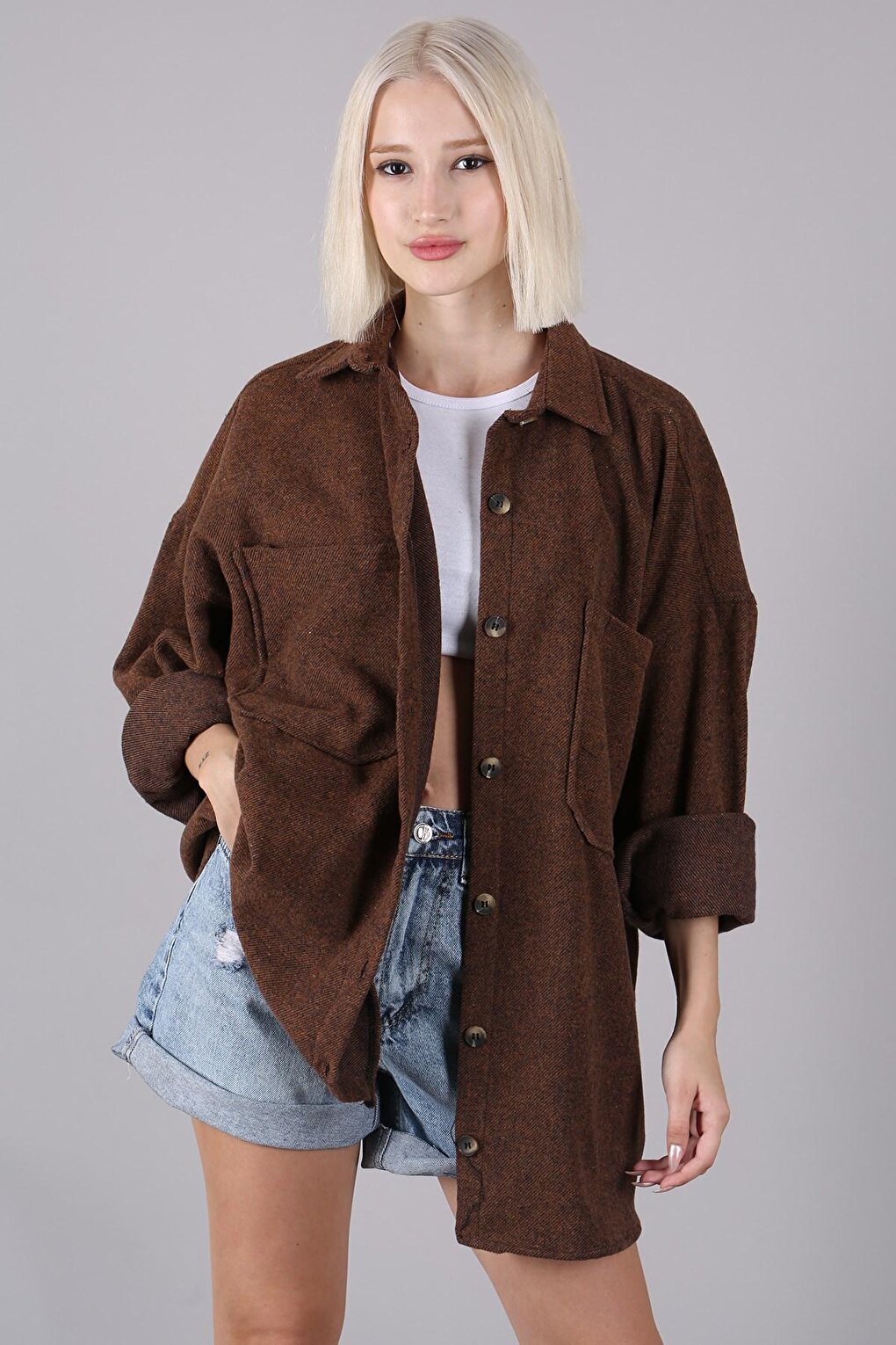 Camel Oversize Shirt Jacket MG1562