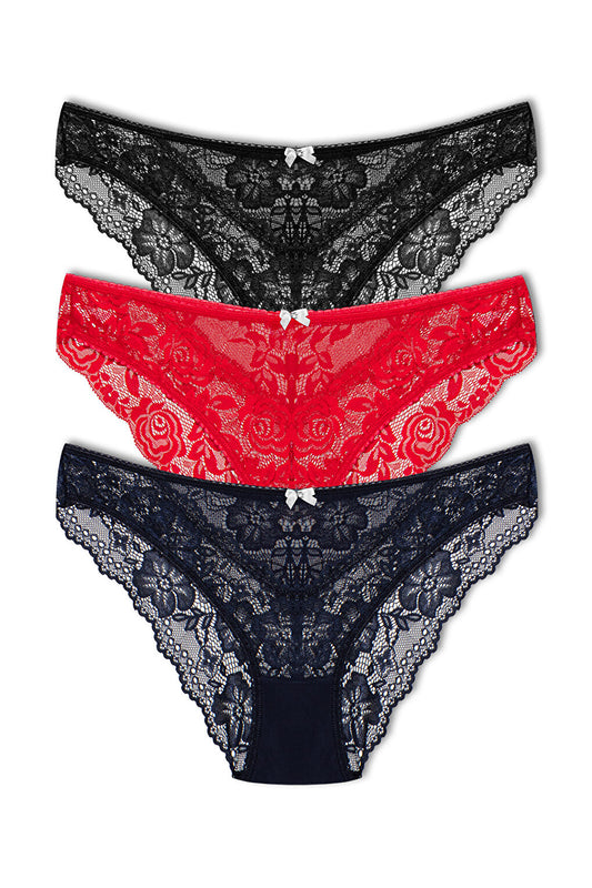 Lace Women's Slip Panties 3-Piece