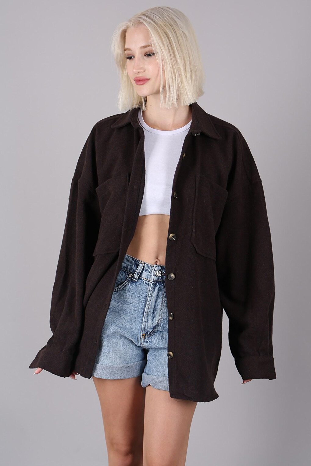 Brown Oversize Shirt Jacket MG1562