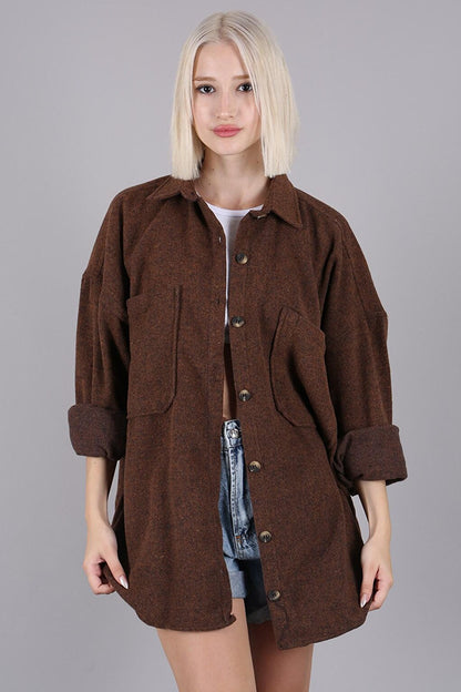 Camel Oversize Shirt Jacket MG1562