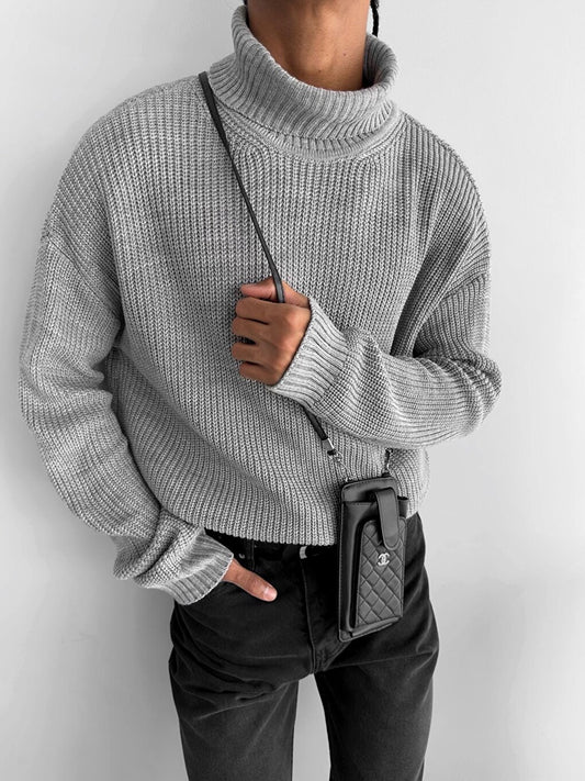 Oversize Turtleneck Sweater Gray