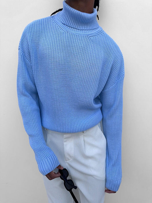 Oversize Turtleneck Sweater Baby Blue