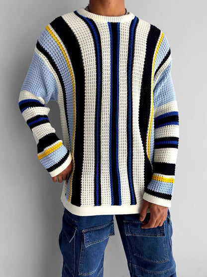 Oversize Striped Sweater Navy Blue