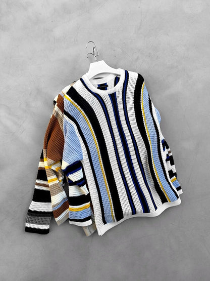 Oversize Striped Sweater Navy Blue