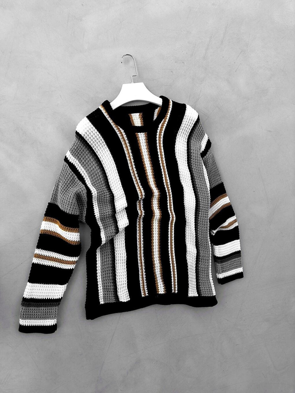 Oversize Striped Sweater Black