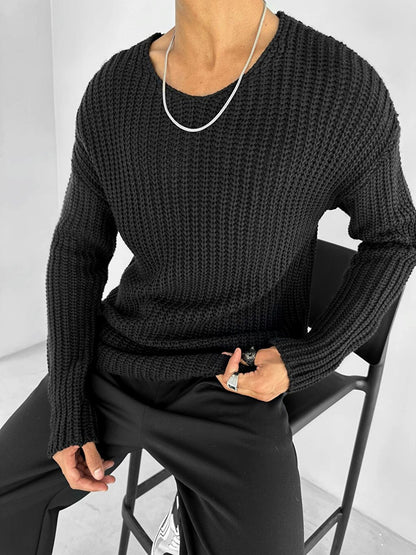 Oversize V-Neck Sweater Black