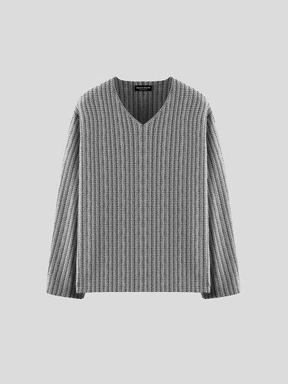 Oversize V Neck Sweater Gray