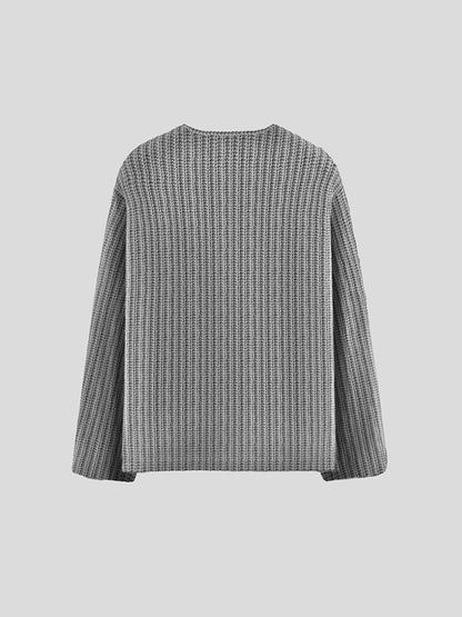 Oversize V Neck Sweater Gray